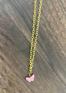 Gold Poodle Butterfly Necklace
