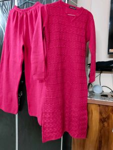 Wool Pink Kurta & Pant Set