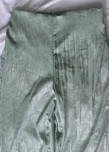 Metallic Mint Wide Leg Pants