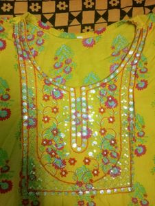 Yellow Floral Print Kurti xxl
