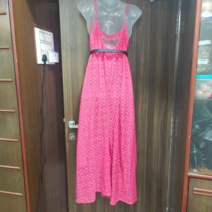 Pink Lace Asymmetric Dress