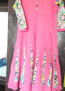A-line Pink Beautiful Cotton Kurta