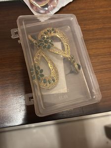 Gold &amp; Green Statement Earrings