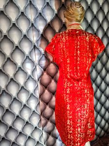 Cheongsam With Golden Thread Work On It