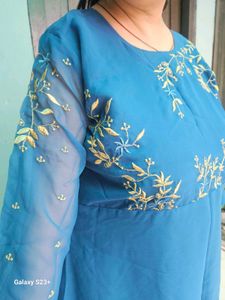 PEACOCK COLOUR LONG GOWN WOMEN