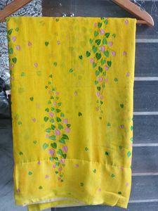 Yellow Floral Print Saree