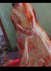 Orange Trend Gown Frock For Girls