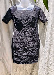 I. Lace Detail Black Dress