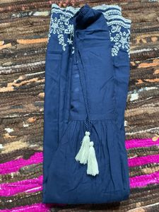 Elegant Navy Blue Embroidered Kurta