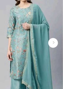 Rangriti Green Printed RegularKurtaSetWith Dupatta