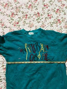 Embroidered Teal Sweatshirt