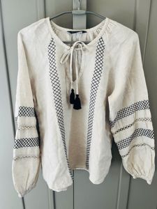Zara Embroidered Tassel Blouse