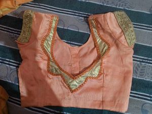 Elegant Orange Saree with ready blouse