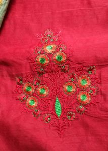 Beautiful New Red And Green Churidar Material