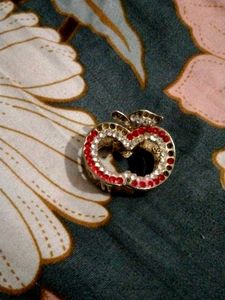 Apple Shaped Rhinestone Hair Clip
