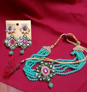 Mint Pearl Chokar Set
