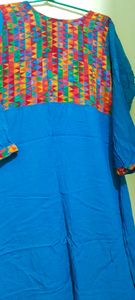 Multi Color Phulkari Daily Wear Rayon Kurti