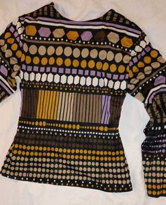 Y2k Vintage 70s sequin embellished print top