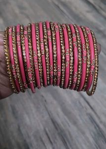 Pink &amp; Crystal Bangle Set
