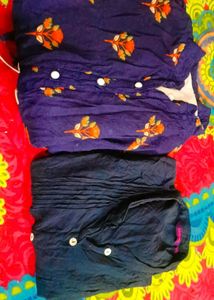 Blue Button-Down Tunic 🎉COMBO OF TWO🎉