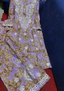 Pure Mul Cotton Chickenkari Top Bottom