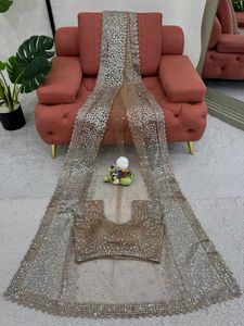 Beautiful Sequence Work Net Saree