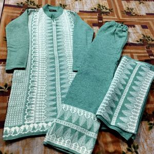 Woolen Mint Green Knit 3-Piece Set
