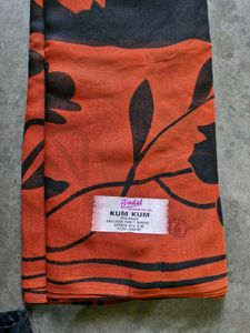 New Orange Floral Print Saree