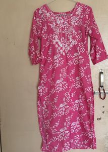 Pink Floral Print Kurti Set