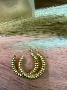 Gold Beaded Hoop Earrings