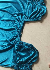 Teal Satin Maxi Skirt