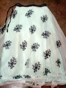 Floral Embroidered Tulle Skirt