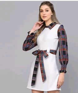 Plaid Collar Mini Dress
