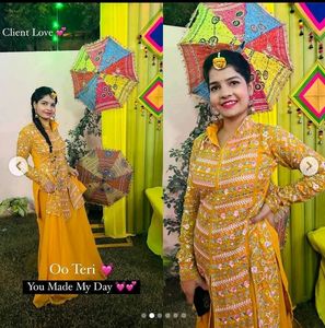 Discount ❣️☀️Yellow Beautiful Embroided Kurta Set