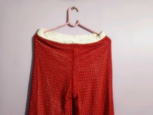 Red Crochet Wide Leg Pants