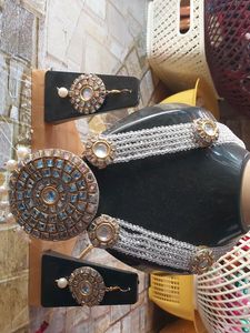 White Stone Necklace Jewellery Set