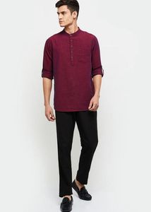 Men Solid Full Sleeves Short Kurta
