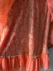 Elegant Coral &amp; Gold Party Dress