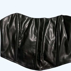 Black Faux Leather Corset Top