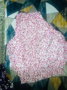 Halter neck Top White And Pink Colour
