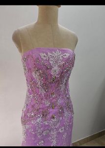 Lavender Floral Lace Formal Gown