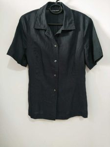 Navy Blue Linen Shirt