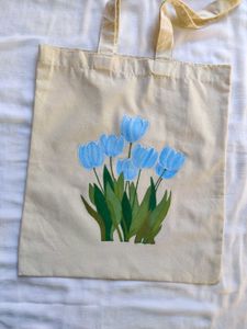 Blue Flower Painted Tote Bag💙