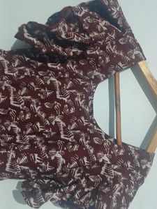 Burgundy Print Butterfly Sleeve Dress