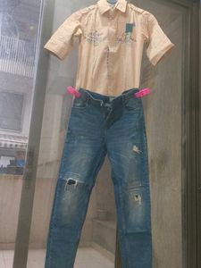 Stylish Shirt - Embroidery On 2 Side & Jeans