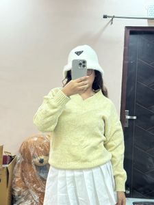 Cute Yellow Knit V-Neck Sweater