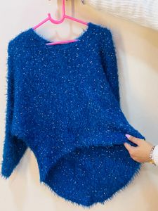 Sparkly Blue Fuzzy Sweater