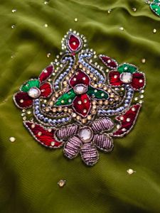 mehandi Green heavy handwork Saree