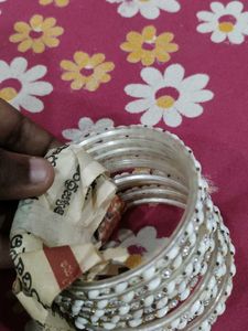 White &amp; Crystal Bangle Set