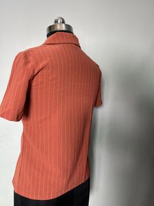 Striped short sleeve blazer